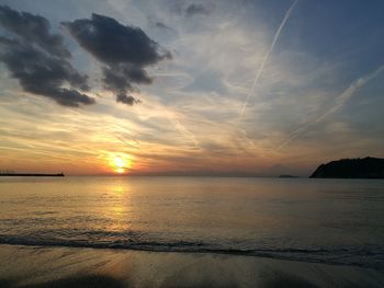 Scenic view of sea against sky during sunset