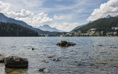 Scenic view of lake against sky