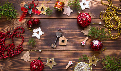 High angle view of christmas tree