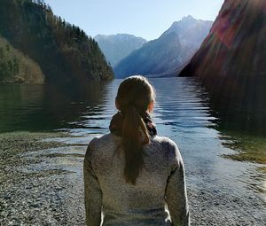 Reflection of man in water