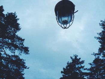 Low angle view of basketball hoop against sky