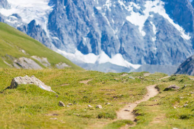 Scenic view of snowcapped mountains