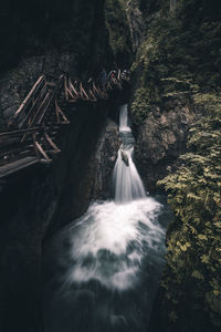 View of waterfall in forest