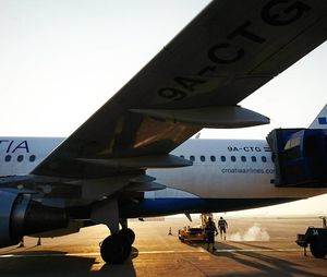 Airplane on airport runway