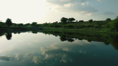 Scenic view of lake against sky