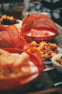 Close-up of food in plate on table