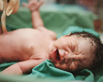 Close-up of newborn baby