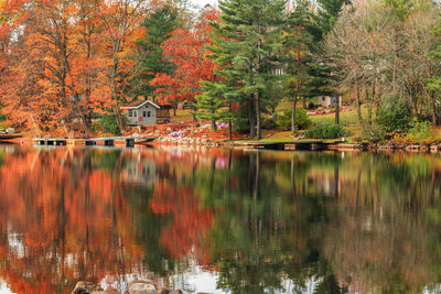 Reflection of trees in lake during autumn