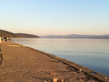 Scenic view of sea against clear sky