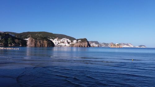 Scenic view of sea against clear sky