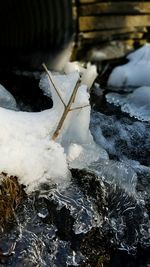 Close-up of frozen water