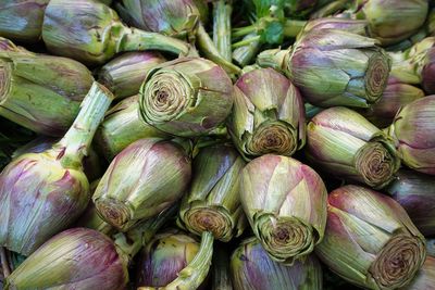 Full frame shot of artichokes for sale at market stall