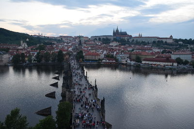 High angle view of buildings at waterfront