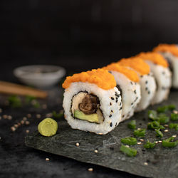 Close-up of sushi in plate