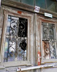 Closed door of old building