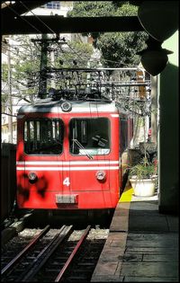 Close-up of red door