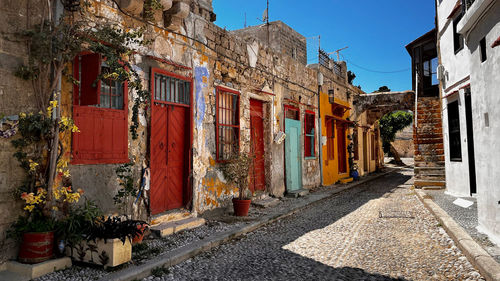 A peaceful alley at the medieval town of rhodes island 