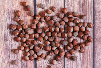 High angle view of coffee beans on table