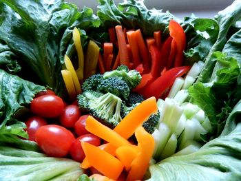 Close-up of chopped tomatoes with vegetables