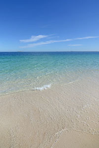 Scenic view of sea against blue sky