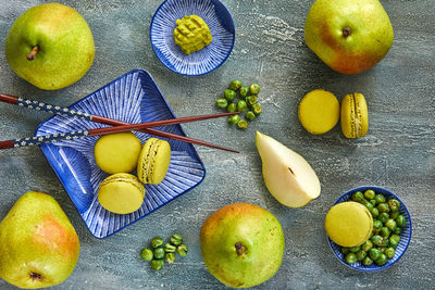 Directly above shot of fruits on table