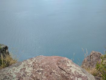 High angle view of rocks at beach