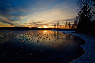 Scenic view of sea at sunset