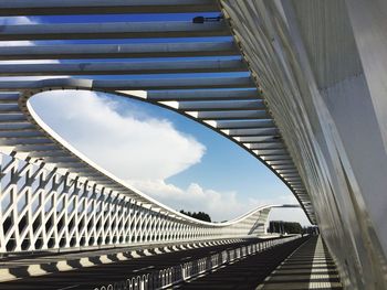 View of modern bridge against cloudy sky