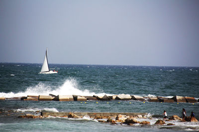 Scenic view of sea against clear sky
