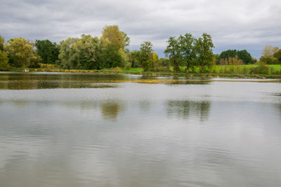 Scenic view of lake against sky