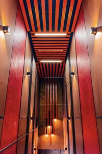 Low angle view of illuminated staircase in building