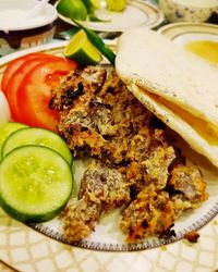 Close-up of food served in plate