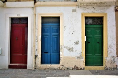 Colorful doors of building