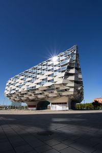 Low angle view of buildings against clear sky