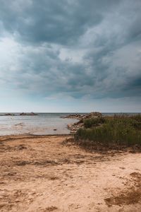 Scenic view of beach against sky