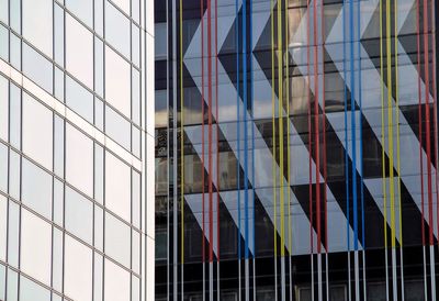 Reflection of building on glass window