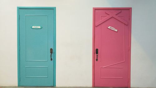 Close-up of closed door of building