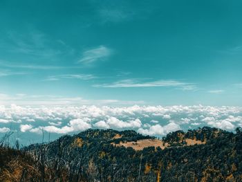 Scenic view of landscape against sky at lawu mountain,indonesia