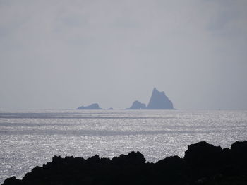 Scenic view of sea against clear sky