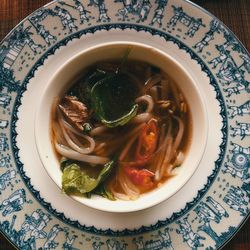 Directly above shot of soup in bowl