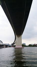 Low angle view of bridge over river against sky