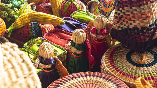 Rear view of people for sale in market