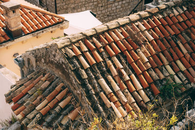 High angle view of roof of building