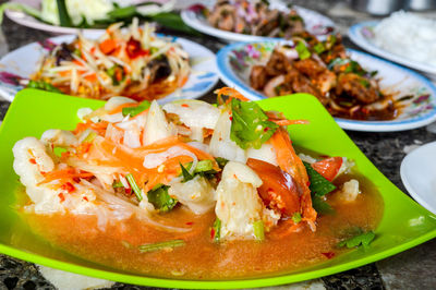 Close-up of meal served in plate