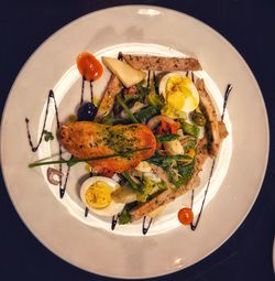 High angle view of meal served in plate