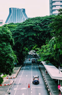 High angle view of traffic on road