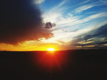 Scenic view of silhouette landscape against sky during sunset