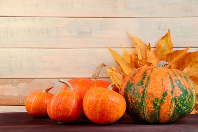 High angle view of pumpkin on table