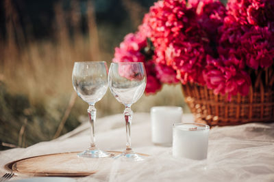 Close-up of wine glass on table