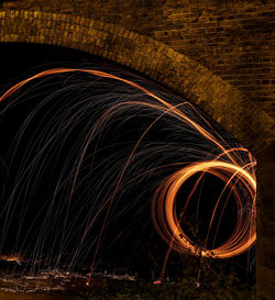 Light painting of firework display at night